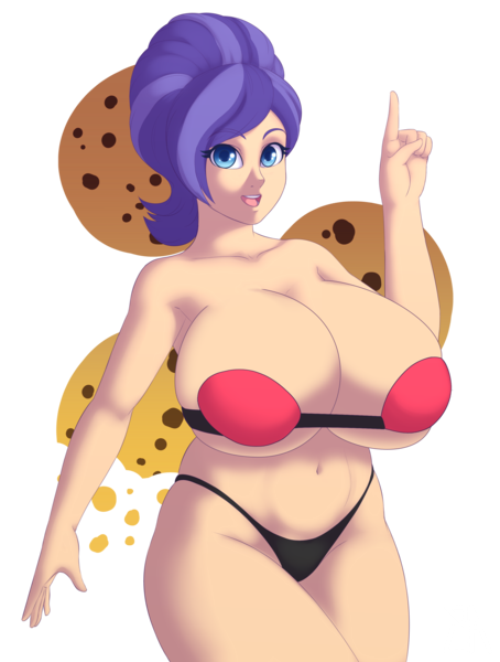 Size: 2400x3172 | Tagged: absolute cleavage, abstract background, armpits, artist:souladdicted, belly button, big breasts, bikini, breasts, busty cookie crumbles, cleavage, clothes, colored pupils, cookie crumbles, derpibooru import, edit, female, huge breasts, human, human coloration, humanized, looking at you, milf, open mouth, panties, simple background, solo, solo female, stupid sexy cookie crumbles, suggestive, swimsuit, thong, transparent background, underwear