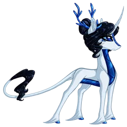 Size: 1600x1600 | Tagged: alicorn, alternate universe, antlers, artist:australian-senior, blue eyes, cake core, colored hooves, colored sclera, derpibooru import, female, hair bun, kirin, kirindos, leonine tail, oc, oc:rowena invictus, safe, scales, scar, simple background, solo, starry mane, transparent background, unofficial characters only, unshorn fetlocks