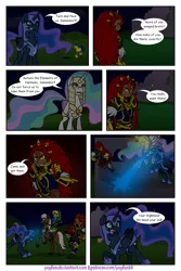 Size: 1200x1800 | Tagged: safe, artist:yogfan, derpibooru import, princess celestia, princess luna, alicorn, pony, comic:but i do now, comic, crossover, elements of harmony, epona, ganondorf, link, the legend of zelda