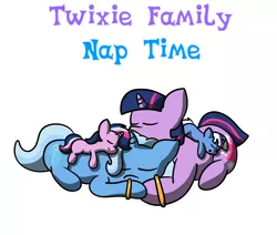 Size: 1320x1120 | Tagged: safe, artist:dekomaru, derpibooru import, trixie, twilight sparkle, oc, oc:aurora, oc:nebula, pony, unicorn, tumblr:ask twixie, ask, family, female, lesbian, magical lesbian spawn, mare, offspring, parent:trixie, parent:twilight sparkle, parents:twixie, shipping, tumblr, twixie