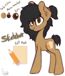 Size: 3000x3500 | Tagged: artist:claudearts, butt freckles, cutie mark, derpibooru import, freckles, oc, oc:sketcher, reference sheet, safe, simple background, solo, transparent background, unofficial characters only