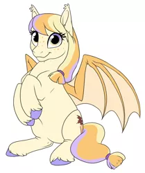 Size: 572x685 | Tagged: safe, artist:mythpony, derpibooru import, oc, oc:pumpkin pie, bat pony, pony, female, mare, simple background, sitting, solo, white background