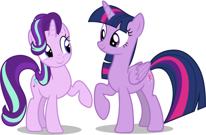 Size: 7701x5038 | Tagged: safe, artist:famousmari5, derpibooru import, starlight glimmer, twilight sparkle, twilight sparkle (alicorn), alicorn, pony, unicorn, marks for effort, absurd resolution, duo, duo female, female, raised hoof, simple background, transparent background, vector