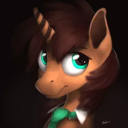 Size: 3000x3000 | Tagged: safe, artist:blackligerth, derpibooru import, oc, oc:tea time, unofficial characters only, pony, unicorn, avatar, black background, high res, horn, looking at you, male, necktie, simple background, solo, stallion