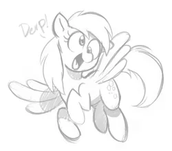 Size: 1097x962 | Tagged: safe, artist:mickeymonster, derpibooru import, derpy hooves, pegasus, pony, cute, derpabetes, dialogue, female, grayscale, mare, monochrome, simple background, sketch, solo, white background