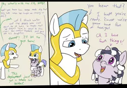 Size: 2000x1391 | Tagged: suggestive, artist:happy harvey, derpibooru import, oc, oc:zala, unofficial characters only, earth pony, pony, zebra, 2 panel comic, colonized, comic, dialogue, drawn on phone, female, filly, helmet, imminent foalcon, imminent sex, innocent, looking up, oblivious, royal guard, simple background, zebra oc, zeeb
