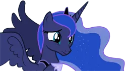 Size: 1920x1080 | Tagged: safe, derpibooru import, edit, edited screencap, editor:childofthenight, screencap, princess luna, alicorn, pony, a royal problem, background removed, cute, female, lunabetes, mare, raised hoof, simple background, solo, spread wings, transparent background, wings