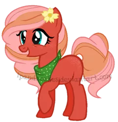 Size: 481x498 | Tagged: safe, artist:ipandacakes, derpibooru import, oc, oc:dahlia apple-rose, unofficial characters only, earth pony, pony, base used, blank flank, female, flower, flower in hair, mare, neckerchief, offspring, parent:big macintosh, parent:fluttershy, parents:fluttermac, simple background, solo, transparent background, watermark