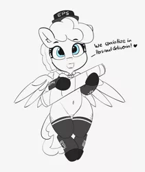 Size: 3588x4259 | Tagged: safe, artist:pabbley, derpibooru import, sunny delivery, pony, dialogue, female, mare, monochrome, simple background, smiling, solo