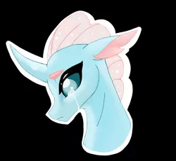 Size: 1241x1144 | Tagged: artist:evergreen-gemdust, black background, changedling, changeling, crying, derpibooru import, female, ocellus, sad, safe, simple background, solo