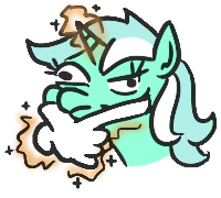 Size: 200x180 | Tagged: safe, artist:jargon scott, derpibooru import, lyra heartstrings, pony, unicorn, bust, colored, derp, emoji, female, glowing horn, hand, magic, magic hands, mare, meme, picture for breezies, simple background, solo, thinking, thinking emoji, thonk, transparent background
