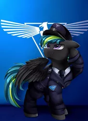 Size: 762x1048 | Tagged: safe, artist:pridark, derpibooru import, oc, oc:tornado turbulence, pegasus, pony, allied nations, allies, clothes, command and conquer, commission, male, red alert, salute, solo, stallion, uniform
