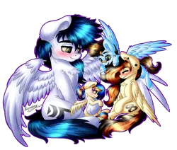 Size: 2627x2232 | Tagged: safe, artist:kindny-chan, derpibooru import, oc, oc:kindnifer, oc:onex, unofficial characters only, pegasus, pony, colt, female, filly, high res, male, simple background, stallion, transparent background