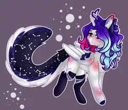 Size: 1464x1258 | Tagged: safe, artist:knaranayama, derpibooru import, oc, oc:eclipse shadow, alicorn, pony, augmented tail, clothes, female, mare, socks, solo