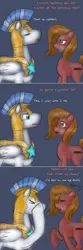 Size: 750x2254 | Tagged: safe, artist:jitterbugjive, derpibooru import, oc, oc:aquilinus, oc:pun, unofficial characters only, earth pony, pegasus, pony, ask pun, ask, female, male, mare, pun, royal guard, stallion