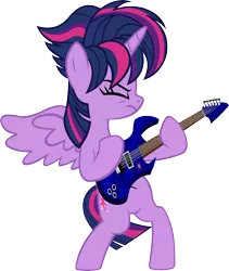 Size: 4442x5254 | Tagged: safe, artist:ironm17, derpibooru import, twilight sparkle, twilight sparkle (alicorn), alicorn, pony, unicorn, absurd resolution, alternate hairstyle, bipedal, electric guitar, eyes closed, guitar, metal, punk, punklight sparkle, simple background, solo, transparent background, vector