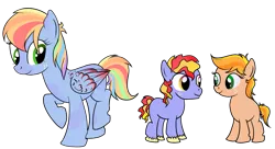 Size: 1425x777 | Tagged: artist:karmadash, derpibooru import, foal, male, oc, oc:apple crumble, oc:apple crunch, oc:zapple, oc:zappletta, offspring, parent:big macintosh, parent:rainbow dash, parents:rainbowmac, redesign, safe, simple background, transparent background, unofficial characters only