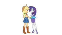 Size: 1280x720 | Tagged: safe, artist:superbobiann, derpibooru import, edit, edited screencap, editor:superbobiann, screencap, applejack, rarity, equestria girls, equestria girls series, rollercoaster of friendship, background removed, duo, female, holding hands, shipping fuel, simple background, transparent background