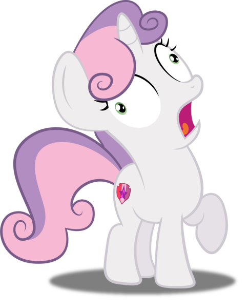 Size: 1828x2258 | Tagged: safe, artist:spellboundcanvas, derpibooru import, sweetie belle, pony, unicorn, marks and recreation, derp, female, filly, foal, open mouth, raised hoof, simple background, solo, transparent background, vector, wide eyes