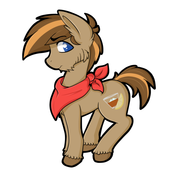 Size: 2000x2000 | Tagged: alcohol, artist:billysan727, bandana, derpibooru import, male, oc, oc:whiskey sour, safe, scruffy, simple background, stallion, transparent background, unshorn fetlocks, whiskey