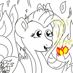 Size: 5000x5000 | Tagged: absurd resolution, artist:springshrub, derpibooru import, fire, fluttershy, safe, this is fine