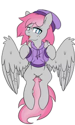 Size: 1844x3080 | Tagged: safe, artist:niggerdrawfag, derpibooru import, oc, oc:cute wing, unofficial characters only, clothes, commission, hoodie, simple background, solo, transparent background