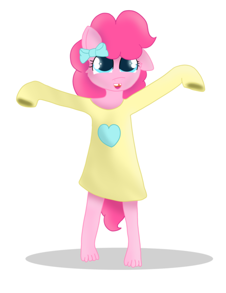 Size: 2550x3300 | Tagged: safe, artist:skyflys, derpibooru import, pinkie pie, anthro, barefoot, bottomless, clothes, cute, diapinkes, feet, female, filly pinkie pie, happy, image, oversized clothes, oversized shirt, partial nudity, png, shirt, simple background, solo, transparent background, younger