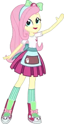 Size: 1367x2641 | Tagged: safe, artist:sketchmcreations, derpibooru import, part of a set, fluttershy, eqg summertime shorts, equestria girls, pet project, bow, clothes, commission, converse, hair bow, open mouth, pleated skirt, raised arm, shoes, simple background, skirt, smiling, sneakers, socks, transparent background, vector