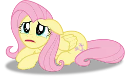 Size: 1993x1250 | Tagged: safe, artist:spellboundcanvas, derpibooru import, fluttershy, pegasus, pony, the mean 6, crying, female, floppy ears, frown, mare, open mouth, prone, sad, simple background, solo, transparent background, vector