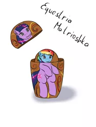 Size: 1500x2000 | Tagged: artist:kittytitikitty, derpibooru import, matryoshka doll, rainbow dash, safe, simple background, twilight sparkle, white background