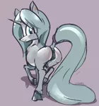Size: 815x872 | Tagged: explicit, artist:zeplich, banned from derpibooru, deleted from derpibooru, derpibooru import, oc, unofficial characters only, pony, unicorn, anatomically correct, anus, butt, colored sketch, dock, ear piercing, female, image, looking back, mare, nudity, piercing, plot, png, ponut, purple background, raised hoof, raised leg, rear view, simple background, solo, solo female, underhoof, vulva