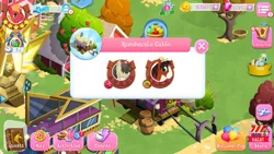 Size: 500x281 | Tagged: safe, derpibooru import, big macintosh, trouble shoes, clydesdale, horse, pony, duo, game, gameloft, male, pigpen, smiling, stallion