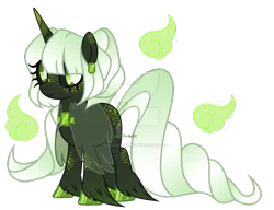 Size: 1024x786 | Tagged: safe, artist:magicdarkart, derpibooru import, oc, original species, pony, black sclera, cloak, clothes, female, horn, immortal soul pony, mare, simple background, solo, transparent background, watermark