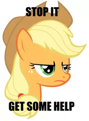 Size: 755x1024 | Tagged: safe, artist:tardifice, derpibooru import, edit, vector edit, applejack, pony, angry, get help, image macro, meme, michael jordan, reaction image, vector