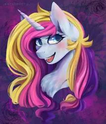 Size: 3600x4200 | Tagged: safe, artist:skylacuna, derpibooru import, oc, oc:cirque, pony, unicorn, bust, female, mare, portrait, solo