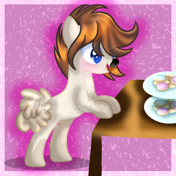 Size: 2000x2000 | Tagged: safe, artist:macaroonburst, derpibooru import, oc, oc:pyka, unofficial characters only, earth pony, pony, dish, food, high res, male, solo, stallion