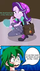 Size: 614x1088 | Tagged: suggestive, artist:mauroz, derpibooru import, edit, edited screencap, screencap, spike, starlight glimmer, human, equestria girls, mirror magic, spoiler:eqg specials, beanie, blushing, boots, clothes, comic, dialogue, hat, humanized, male, messenger bag, mirror, pantyhose, shipping, shoes, sparlight, speech bubble, straight, sweat