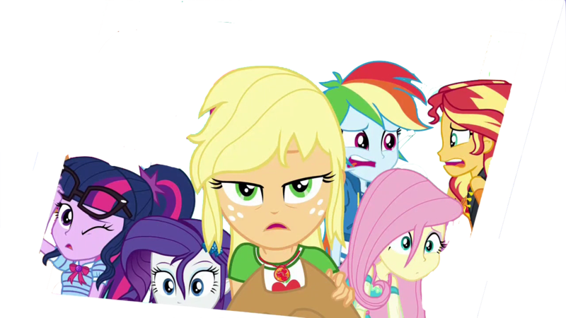 Size: 1280x720 | Tagged: safe, artist:superbobiann, derpibooru import, edit, edited screencap, editor:superbobiann, screencap, applejack, fluttershy, rainbow dash, rarity, sci-twi, sunset shimmer, twilight sparkle, equestria girls, equestria girls series, rollercoaster of friendship, background removed, geode of super strength, geode of telekinesis, glasses off, simple background, transparent background