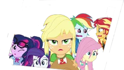 Size: 1280x720 | Tagged: safe, artist:superbobiann, derpibooru import, edit, edited screencap, editor:superbobiann, screencap, applejack, fluttershy, rainbow dash, rarity, sci-twi, sunset shimmer, twilight sparkle, equestria girls, equestria girls series, rollercoaster of friendship, background removed, geode of super strength, geode of telekinesis, glasses off, simple background, transparent background