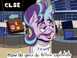 Size: 1340x1000 | Tagged: safe, artist:easydays, derpibooru import, starlight glimmer, ponified, pony, unicorn, 30 rock, abomination, bitcoin, capitalism, cryptocurrency, drawthread, glowing horn, how do you do fellow kids, image, magic, meme, png, republican, solo, steve buscemi, stock exchange, telekinesis