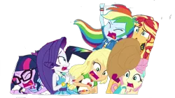 Size: 1280x720 | Tagged: safe, artist:superbobiann, derpibooru import, edit, edited screencap, editor:superbobiann, screencap, applejack, fluttershy, rainbow dash, rarity, sci-twi, sunset shimmer, twilight sparkle, equestria girls, equestria girls series, rollercoaster of friendship, background removed, geode of fauna, geode of super speed, geode of super strength, magical geodes, simple background, transparent background