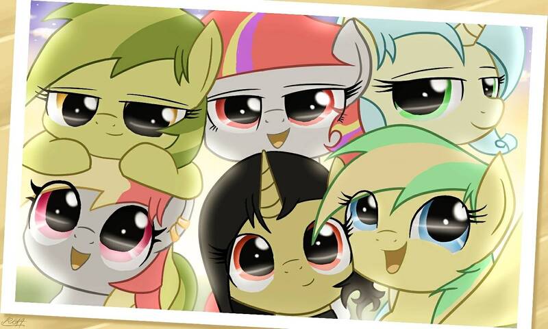 Size: 1500x900 | Tagged: safe, artist:phoenixrk49, derpibooru import, oc, unofficial characters only, earth pony, pegasus, pony, unicorn, cute, earth pony oc, glasses, group photo, horn, lidded eyes, pegasus oc, photo, smiling, unicorn oc, wings