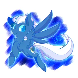 Size: 800x800 | Tagged: safe, artist:jisuppe, derpibooru import, night glider, pegasus, pony, abstract background, chest fluff, colored pupils, cute, ear fluff, female, fluffy, flying, freckles, glideabetes, looking at you, mare, shoulder fluff, smiling, solo, spread wings, wing fluff, wings