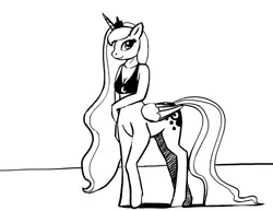 Size: 1280x989 | Tagged: alicorn, anthro, anthro centaur, artist:warskunk, black and white, centaur, derpibooru import, female, grayscale, mare, monochrome, pegataur, ponytaur, princess luna, safe, simple background, sketch, solo, taur, white background