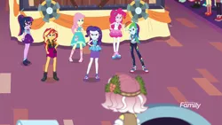 Size: 1280x720 | Tagged: safe, derpibooru import, screencap, desert sage, fluttershy, ink jet, mile hill, pinkie pie, rainbow dash, rarity, sci-twi, sunset shimmer, twilight sparkle, vignette valencia, waldo whereabout, equestria girls, equestria girls series, rollercoaster of friendship, converse, discovery family logo, feet, geode of empathy, geode of fauna, geode of shielding, geode of sugar bombs, geode of super speed, geode of telekinesis, magical geodes, sandals, shoes