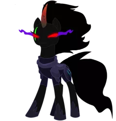 Size: 874x915 | Tagged: safe, artist:venjix5, derpibooru import, king sombra, tempest shadow, pony, unicorn, armor, blank eyes, corrupted, curved horn, eye scar, female, glowing scar, mare, possessed, red eyes, scar, simple background, solo, sombra eyes, sombra's horn, tempest gets her horn back, tempest with sombra's horn, transparent background, well shit, xk-class end-of-the-world scenario