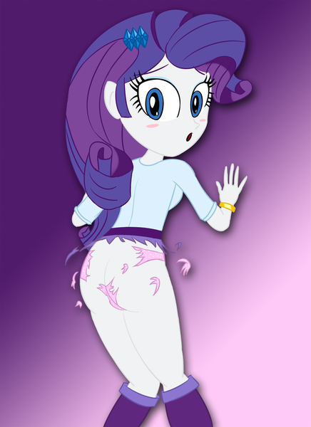 Size: 979x1348 | Tagged: questionable, artist:enginepony, artist:kei chan, derpibooru import, rarity, equestria girls, ass, blushing, bracelet, buttcrack, clothes, embarrassed, embarrassed nude exposure, female, image, jewelry, jpeg, looking at you, looking back, looking back at you, nudity, panties, pink underwear, polka dot underwear, rearity, skirt, solo, solo female, surprised, torn clothes, underwear, wardrobe malfunction, whoops