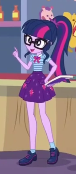 Size: 277x630 | Tagged: safe, derpibooru import, screencap, sci-twi, twilight sparkle, equestria girls, equestria girls series, rollercoaster of friendship, clothes, cropped, female, geode of telekinesis, glasses, legs, ponytail, shoes, skirt, socks