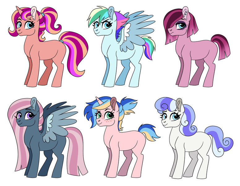 Size: 1280x990 | Tagged: safe, artist:cascayd, derpibooru import, oc, oc:bobby pin, oc:cherry tart, oc:daylight gleam, oc:spectra, oc:storm current, oc:summer blitz, unofficial characters only, earth pony, pegasus, pony, unicorn, adoptable, female, for sale, freckles, magical lesbian spawn, mare, next generation, offspring, parent:applejack, parent:cheese sandwich, parent:coco pommel, parent:fluttershy, parent:marble pie, parent:pinkie pie, parent:rainbow dash, parent:rarity, parent:shining armor, parent:sunset shimmer, parent:twilight sparkle, parent:vapor trail, parents:cheesepie, parents:marbleshy, parents:marshmallow coco, parents:shiningjack, parents:sunsetsparkle, parents:vapordash, simple background, white background