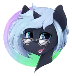 Size: 1024x1083 | Tagged: safe, artist:midnightpremiere, derpibooru import, oc, oc:yaasho, unofficial characters only, pony, bust, female, glasses, mare, simple background, smiling, solo, transparent background